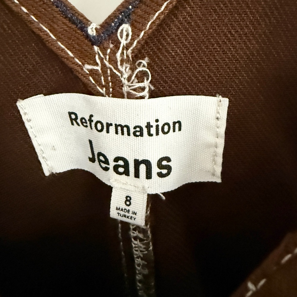 Reformation Milo Utility Overalls Chocolate Brown size 8 - Picture 7 of 9
